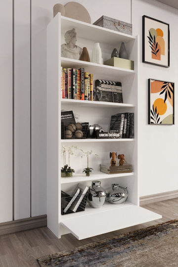 Bibliotecă Albă 65x25x150cm