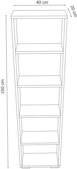 Βιβλιοθήκη Γκρι 40x20x150εκ.