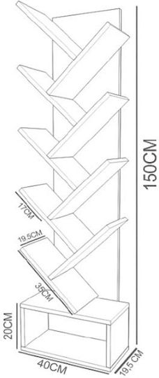 Brown Bookcase 40x20x151cm