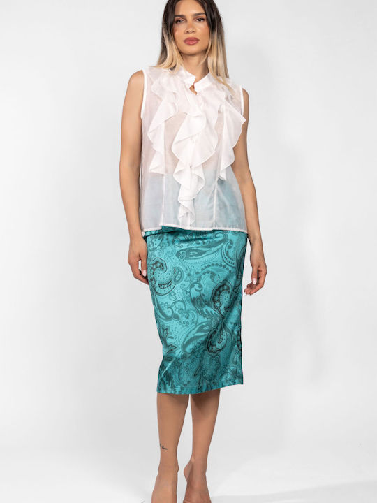 Bluza Damă Fără Mâneci Albă