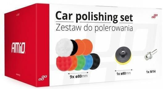 Amio Polishing Sponge with Cleaning and Polishing Cloths 80mm Set 11 Pieces Drill Sp-07 1 Piece 02647/am