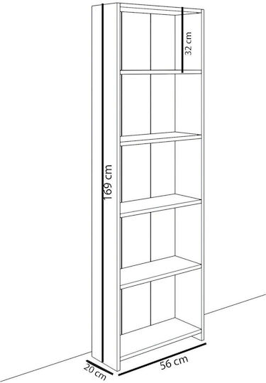 Βιβλιοθήκη Λευκό 56x20x169εκ.