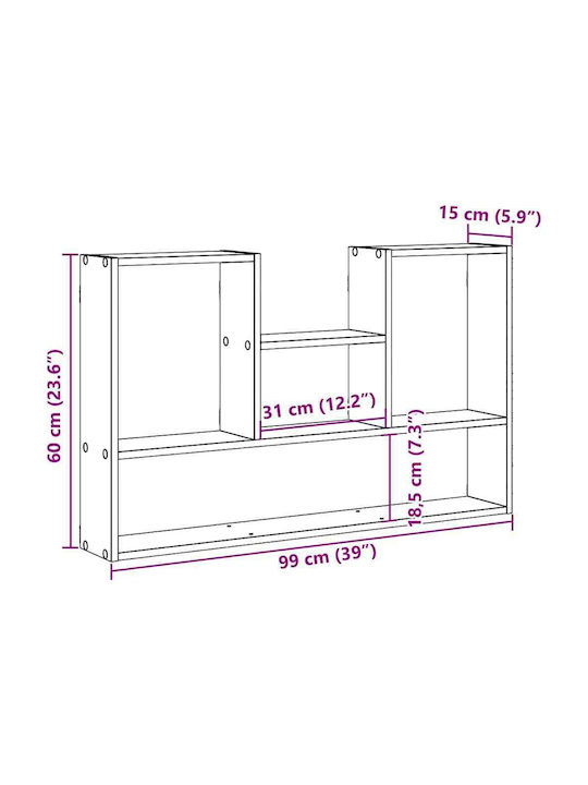 Black Oak Wall Shelf 99x15x60cm