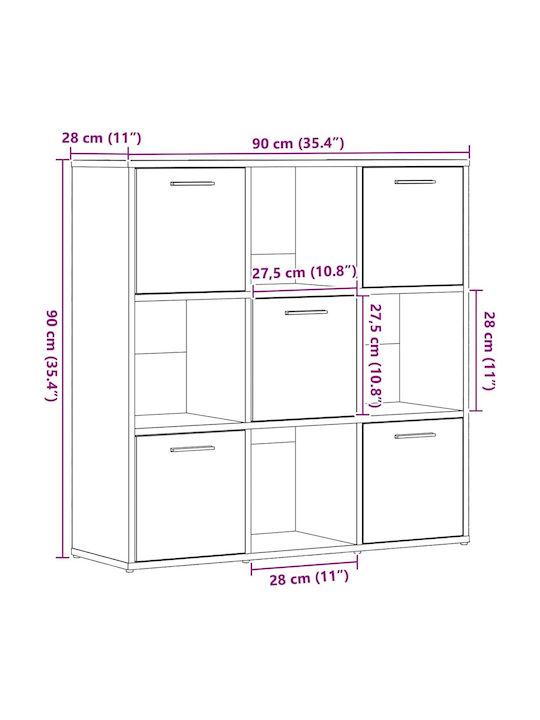 Black Oak Bookcase 90x28x90cm