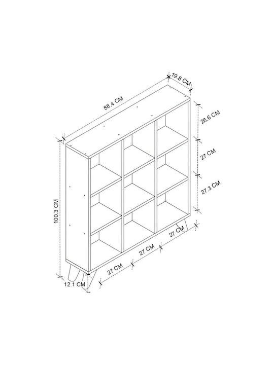 Bookcase Dokia White 88.4x19.8x100.3cm