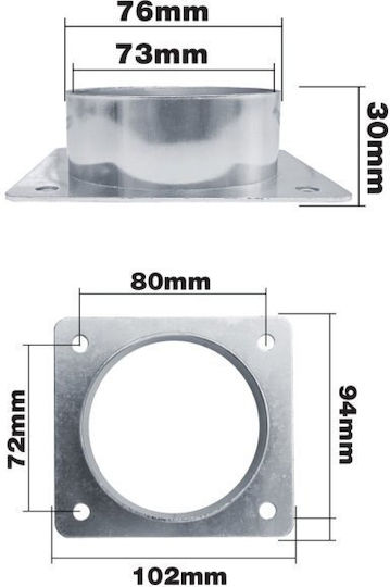 Simoni Racing Adapter Auto für quadratisches Filtergehäuse Φ76 102x94mm