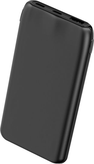 Platinet Power Bank 10000mAh 12W με Θύρα USB-A και 2 Θύρες USB-C Μαύρο