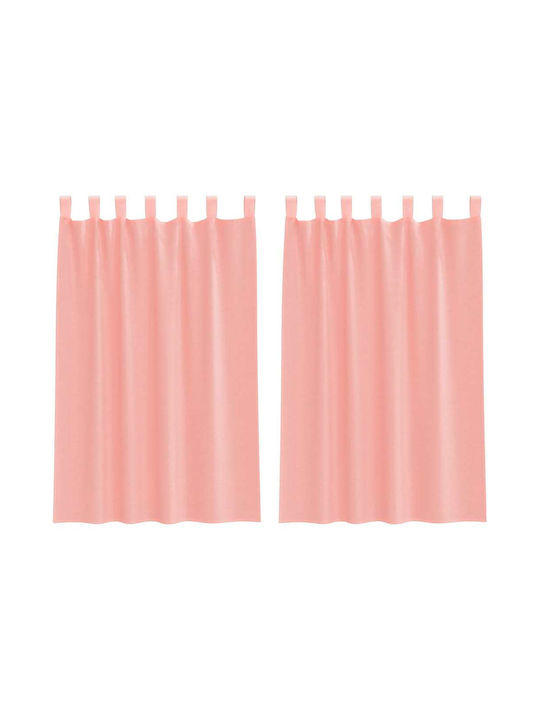 vidaXL Set Curtains Window With Tab Tops Pink 140x175cm