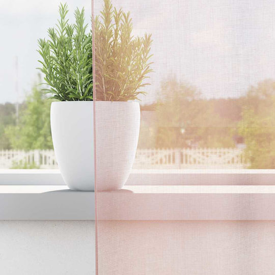 vidaXL Set Vorhänge Fenster mit Obere Registerkarte Voile Hellrosa 140x140cm