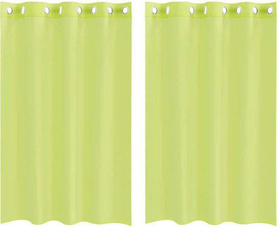 vidaXL Σετ Voile με Τρουκς Παραθύρου Πράσινο Μήλου 140x175εκ.