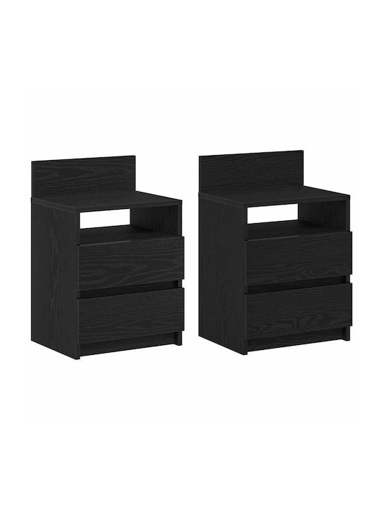 Wooden Black Bedside Tables 2 Pieces 40x33x60cm