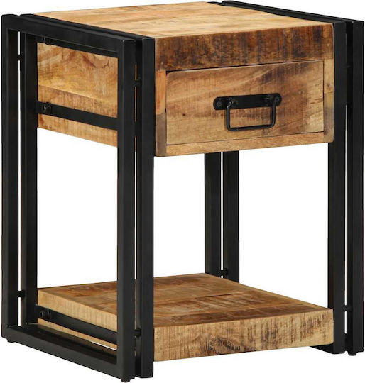 Bedside Tables Made of Solid Wood and Glass Brown 2 Pieces 40x40x50cm