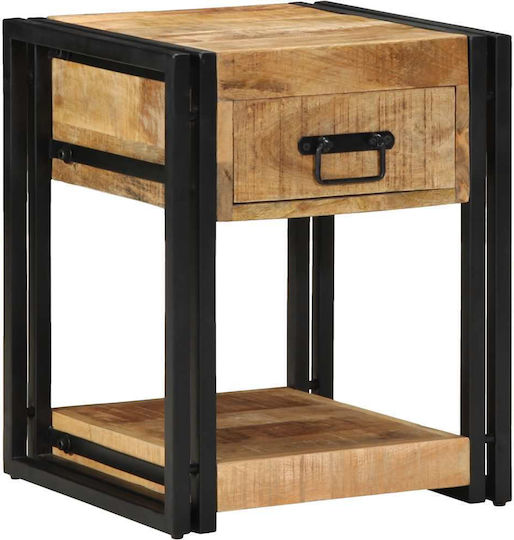 Bedside Tables Made of Solid Wood and Glass Brown 2 Pieces 40x40x50cm