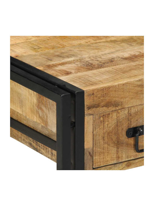 Metal Bedside Table with Brown Glass Surface 40x40x50cm