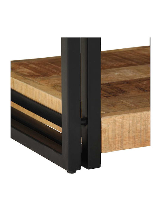 Metal Bedside Table with Brown Glass Surface 40x40x50cm