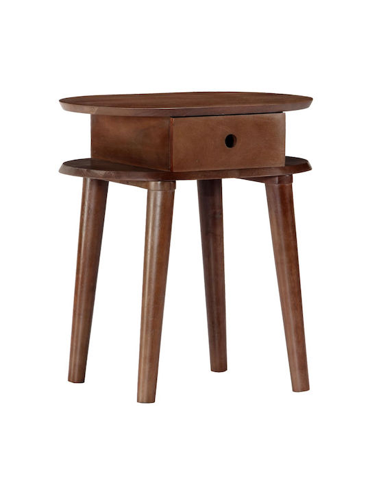 Bedside Table Made of Solid Wood Beige 50x35x55cm