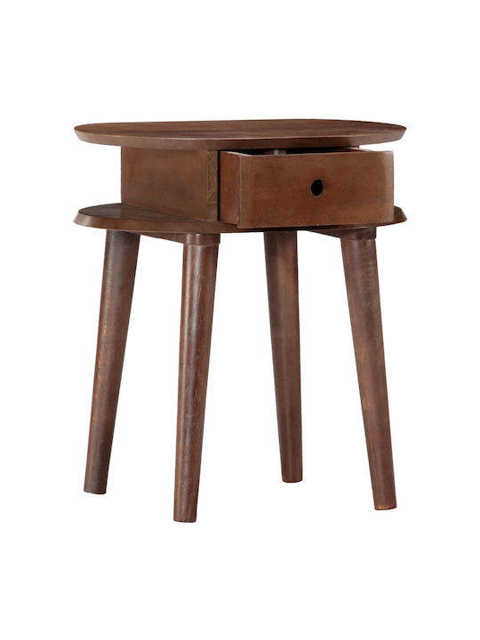 Bedside Table Made of Solid Wood Beige 50x35x55cm