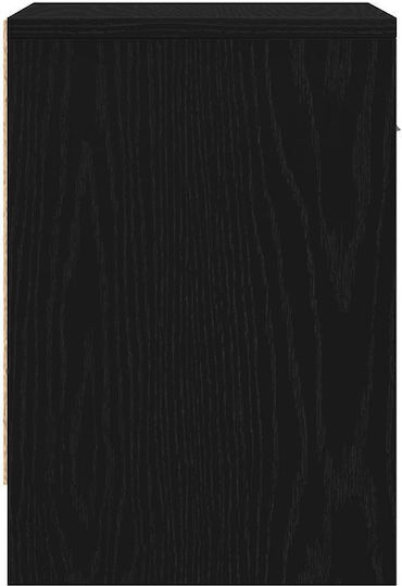 Κομοδίνο Ξύλινο Μαύρο 39x28x41cm