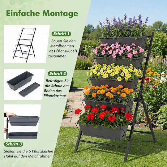 Costway Metal Planter Box Black 115x71x57cm