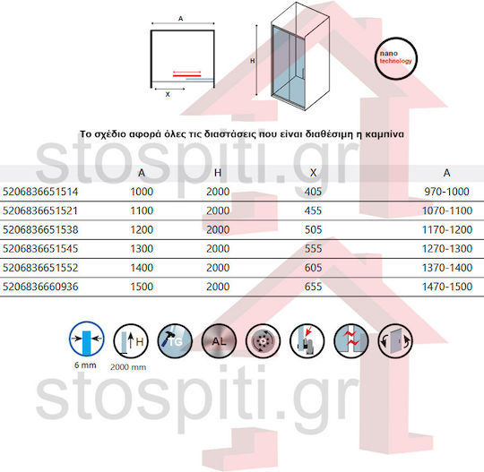 Karag Lea 400 Cabină Duș cu Ușă Glisantă 120x200cm Sticlă Mată Profil Auriu 5206836651538
