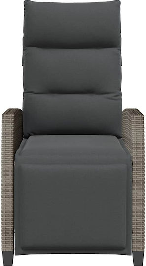 Outdoor Chair Rattan Gray with Cushion