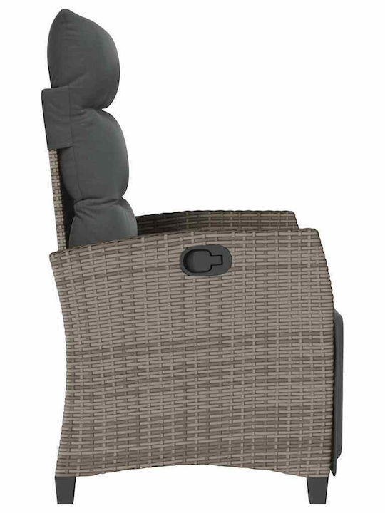 Outdoor Chair Rattan Gray with Cushion