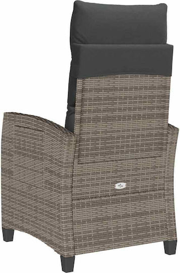 Outdoor Chair Rattan Gray with Cushion