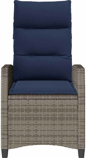 vidaXL Outdoor Rattan Armchair Gray with Cushion 30x25cm