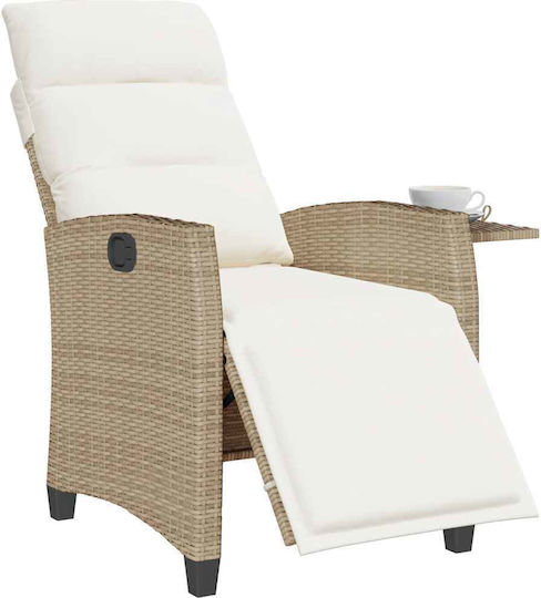 Outdoor Chair Rattan Beige with Cushion