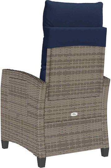 vidaXL Outdoor Rattan Armchair Gray with Cushion 30x25cm