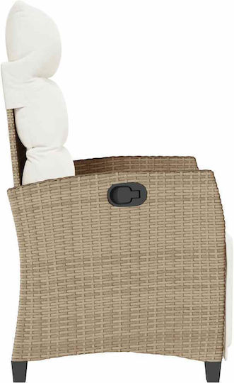 Outdoor Chair Rattan Beige with Cushion