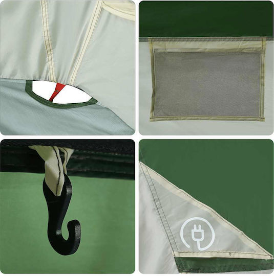 vidaXL Camping Tent Pop Up Green For 6 People