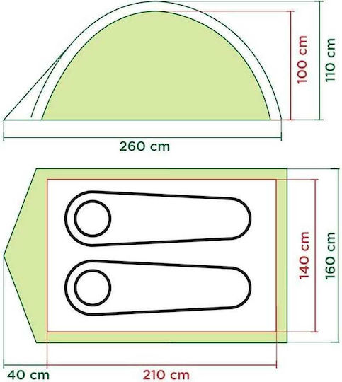 Coleman Darwin 2 Σκηνή Camping Igloo Μαύρη 4 Εποχών για 2 Άτομα