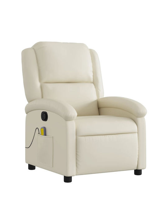 Πολυθρόνα Relax Massage από Δερματίνη Κρεμ 71x86.5x99.5cm