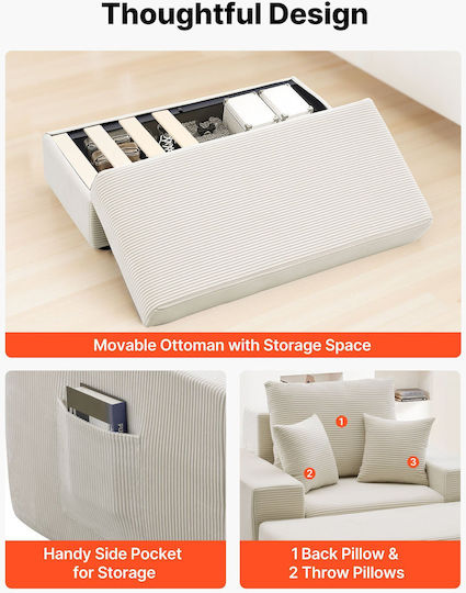 Scaun De Relaxare Cu Puf Bej 111.5x149x74cm