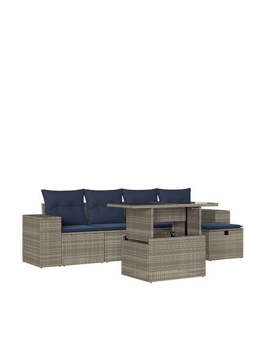 vidaXL Garden & Outdoor Furniture Sets Living Room Set 6 Pieces Gray with Pillows
