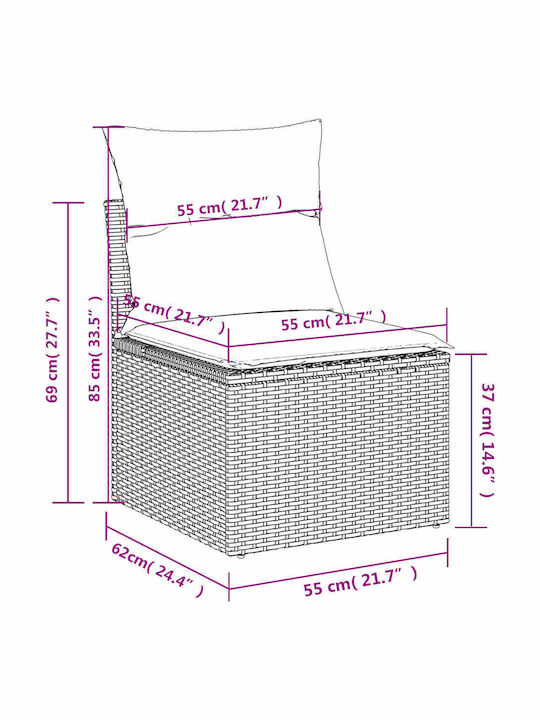 vidaXL Garden & Outdoor Furniture Sets Living Room Set 6 Pieces Gray with Pillows