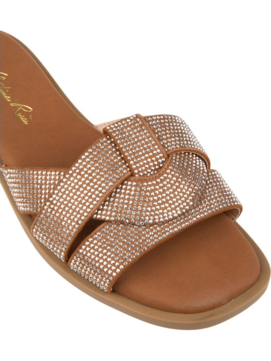 Damen Flache Sandalen Braun