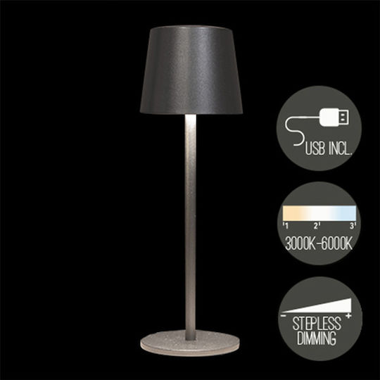 Anna's Collection Tischlampen Mit Grau Farbigen Hut Und Basis