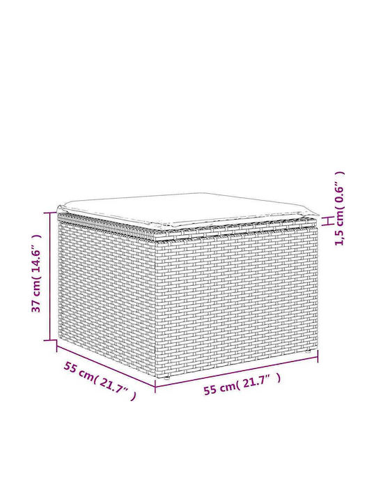 Canapea De Colț De Exterior Din Rattan Cu Perne 62x62x69cm