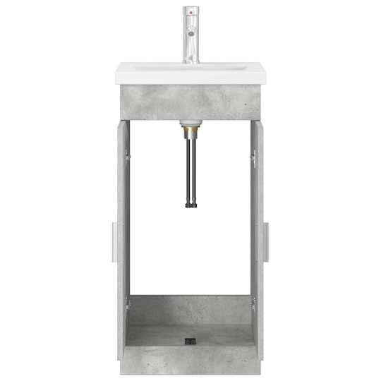 vidaXL Badezimmer Waschtisch-Einheit Ohne Waschbecken Mit Spiegel M42xB40xH84.5cm Graues