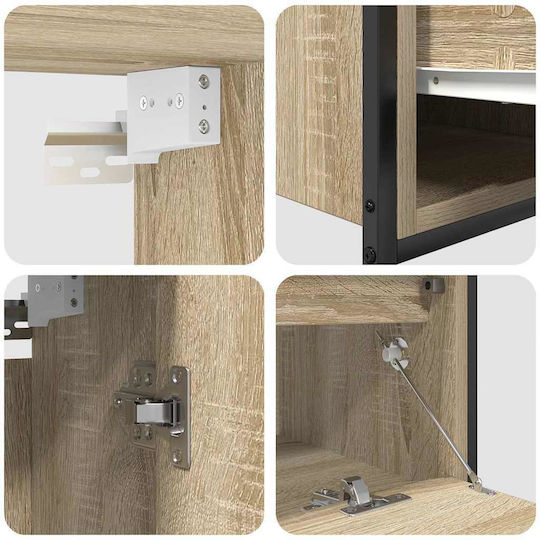 vidaXL Badezimmer Waschtisch-Einheit Ohne Waschbecken Mit Spiegel M60xB34.5xH60cm Sonoma