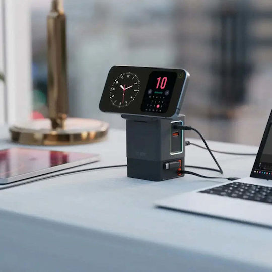 SBS Φορτιστής Magsafe με Θύρα USB-A και Θύρα USB-C και Καλώδιο USB-C 65W Μαύρος (Power Dock 6-in-1)