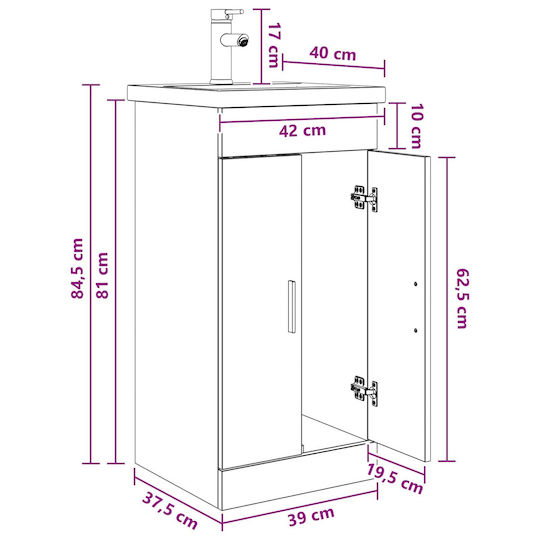 vidaXL Panglică Fără Lavoar cu Oglindă M42xA40xÎ84.5cm Maro