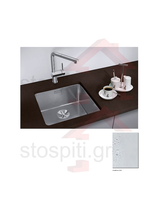 Blanco Andano 400-u Undermount Kitchen Sink Inox Satin with Faucet L44xW44cm Silver
