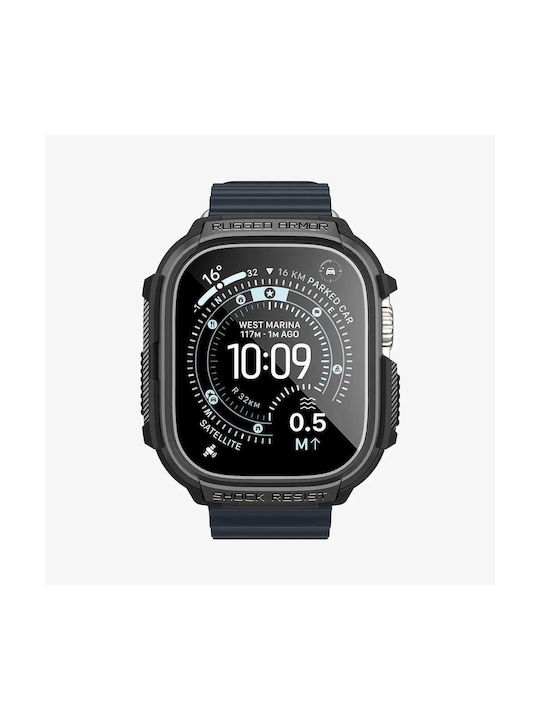 Spigen Spigen Rugged Armor & Tempered Glass Apple Watch Ultra 1 2 3 49 Mm Matte Black