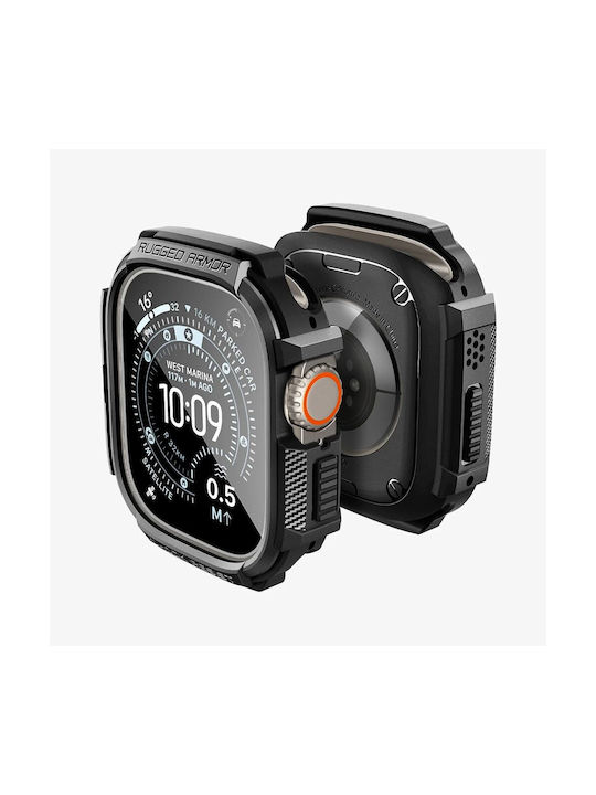 Spigen Spigen Rugged Armor & Tempered Glass Apple Watch Ultra 1 2 3 49 Mm Matte Black