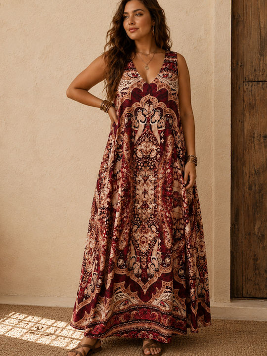 Καλοκαιρινό Maxi Φόρεμα Baroque Terracotta