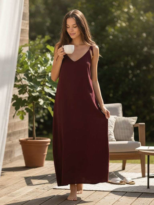 Summer Maxi Dress Burgundy