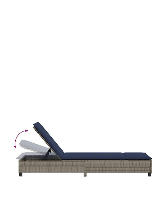 Garten- und Pool-Liegestuhl Rattan mit Kissen Grau 200x55x25,5cm